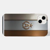 Goldenes Monogramm-Emblem A iPhone Hülle (Rückseite (Horizontal))