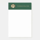 Goldenes Monogramm Smaragdgrün Leder Optik Elegant Post-it Klebezettel (Vorderseite)