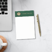 Goldenes Monogramm Smaragdgrün Leder Optik Elegant Post-it Klebezettel