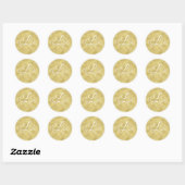 Goldenes Monogramm-Sticker-Siegel Runder Aufkleber (Blatt)