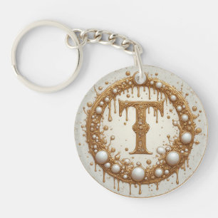 Goldenes Monogramm T Initial Schmuck Motiv Geschen Schlüsselanhänger