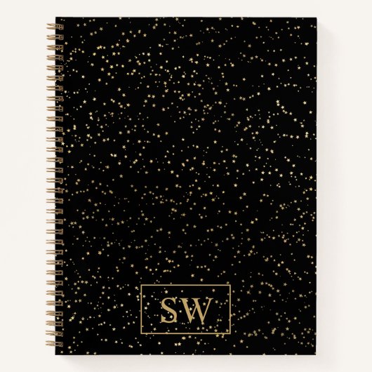 Goldenes monogrammiertes Notizbuch mit kleinen gol (Vorderseite)