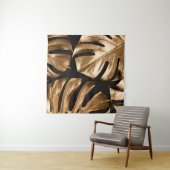 Goldenes Monstera-Blattmuster Wandteppich (Beispiel (Horizontal))