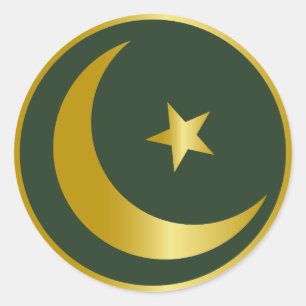 Goldenes Moon & Star Design Runder Aufkleber
