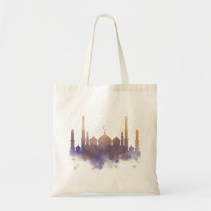 Goldenes Moschee Design unter der Sternennacht Tragetasche