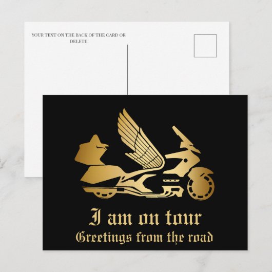 Goldenes Motorrad Golden Gruß Postkarte (Vorne/Hinten)