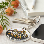 Goldenes MotorradEmblem mit feinem Text Schlüsselanhänger (Vorderseite rechts)