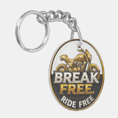 Goldenes MotorradEmblem mit feinem Text Schlüsselanhänger (Vorderseite links)