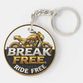 Goldenes MotorradEmblem mit feinem Text Schlüsselanhänger (Rückseite)