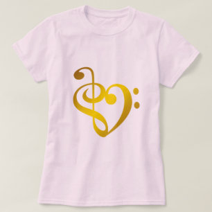 Goldenes Musikherz in Liebe Herzform T-Shirt
