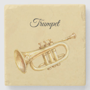 Goldenes Musikinstrument Trompete Steinuntersetzer