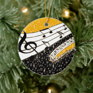 Goldenes Musikthema Keramik Ornament