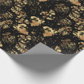 Goldenes Muster 07 Schwarze BG Geschenkpapier (Ecke)