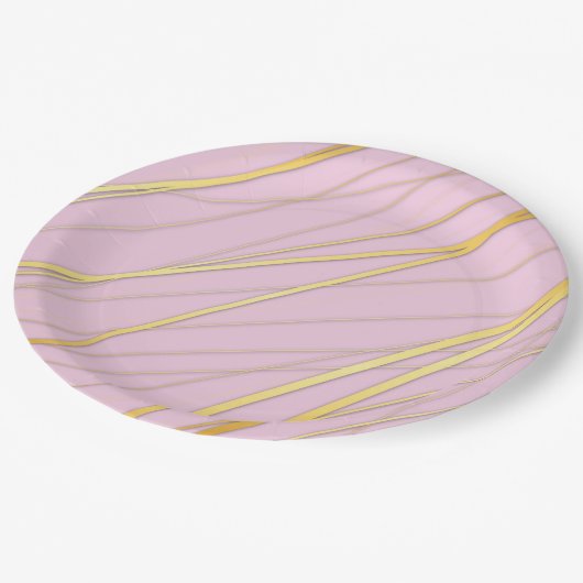 Goldenes Muster 2 Pappteller (Schrägansicht)