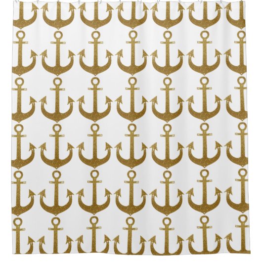 Goldenes Muster der Anker . nautisch Duschvorhang (Vorderseite)