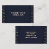 goldenes Muster | Luxury Dark Blue Visitenkarte (Vorne/Hinten)