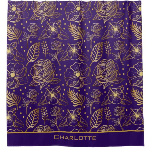 Goldenes, nahtloses Muster personalisiert Duschvorhang (Vorderseite)