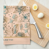 Goldenes, nahtloses Muster personalisiert Geschirrtuch (Viertel Falte)