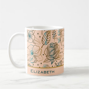 Goldenes, nahtloses Muster personalisiert Kaffeetasse