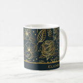 Goldenes, nahtloses Muster personalisiert Kaffeetasse (VorderseiteRechts)