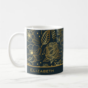 Goldenes, nahtloses Muster personalisiert Kaffeetasse