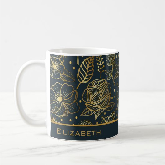 Goldenes, nahtloses Muster personalisiert Kaffeetasse (Links)