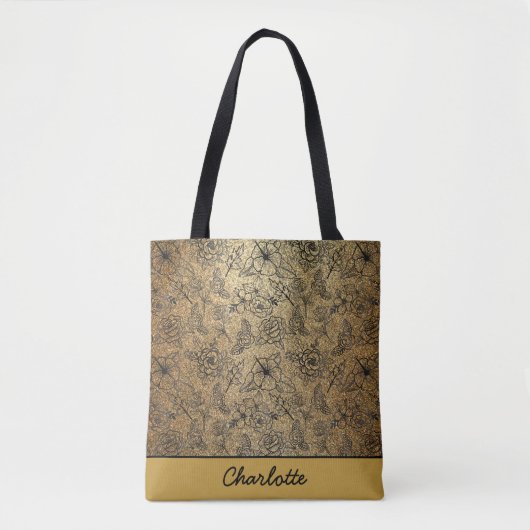 Goldenes, nahtloses Muster personalisiert Tasche (Vorderseite)