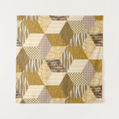 Goldenes nahtloses Patchworkmuster. Vintage-Illust Wandteppich (Vorderseite (Horizontal))