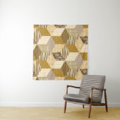 Goldenes nahtloses Patchworkmuster. Vintage-Illust Wandteppich (Beispiel (Horizontal))