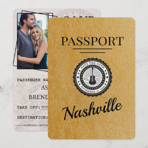 Goldenes Nashville-Passport Save The Date