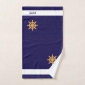 Goldenes nautisches Rad auf marineblau Badhandtuch Set (Handtuch)