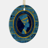 Goldenes Nefertiti auf blauem Marmorstein Keramikornament (Rechts)