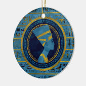 Goldenes Nefertiti auf blauem Marmorstein Keramikornament (Links)