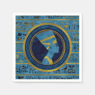 Goldenes Nefertiti auf blauem Marmorstein Serviette