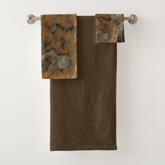 Goldenes Olive Abstrakt Badhandtuch Set (Insitu)