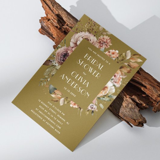 Goldenes Olive Brautparty | Rustikaler Boho Garden Einladung