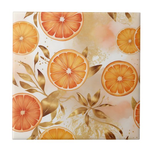 Goldenes Orangenscheibenmuster Fliese (Vorderseite)
