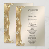 Goldenes, ornamentales Hochzeitsprogramm mit Blume Programm (Vorne/Hinten)