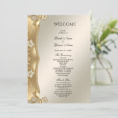 Goldenes, ornamentales Hochzeitsprogramm mit Blume Programm (Stehend Vorderseite)