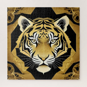 Goldenes ornamentales Tiger-Kunstwerk Puzzle