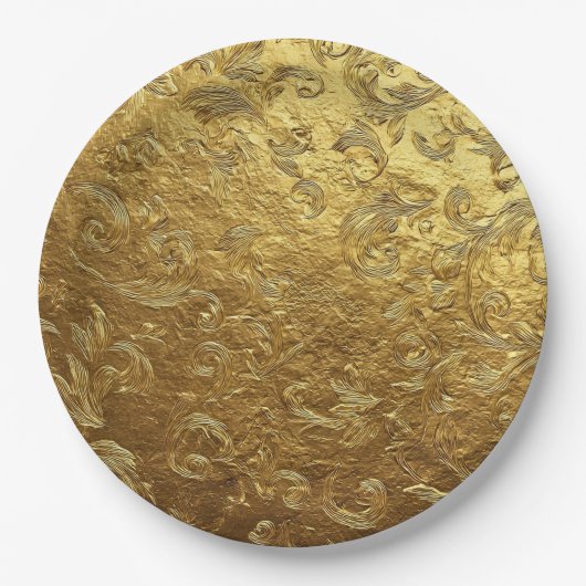 Goldenes Ornamentmuster Pappteller (Vorderseite)