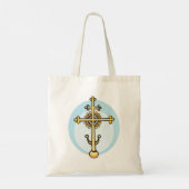 Goldenes Orthodox-Kreuz religiöses Symbol Tragetasche (Rückseite)