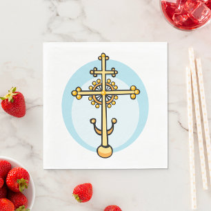Goldenes Orthodoxenkreuz religiöses Symbol Serviette