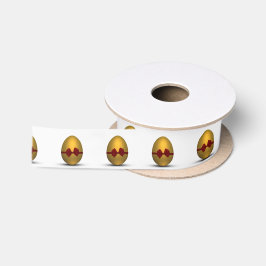 Goldenes Osterei mit rotem Bogen Satinband