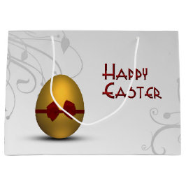 Goldenes Ostereier mit braunem, floralfarbenem Mus Große Geschenktüte