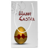 Goldenes Ostereier mit braunem, floralfarbenem Mus Kleine Geschenktüte (Rückseite)