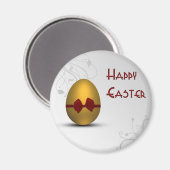 Goldenes Ostereier mit braunem, floralfarbenem Mus Magnet (Vorderseite/Rückseite)