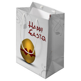 Goldenes Ostereier mit braunem, floralfarbenem Mus Mittlere Geschenktüte