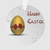 Goldenes Ostereier mit braunem, floralfarbenem Mus Ornament (Vorderseite)