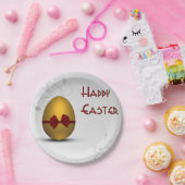 Goldenes Ostereier mit braunem, floralfarbenem Mus Pappteller (Party)